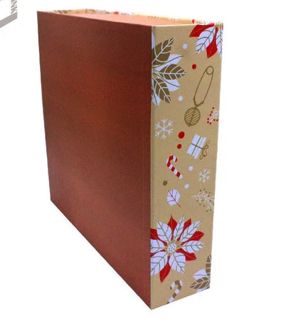 Decorative box with Christmas-themed pattern on a white background