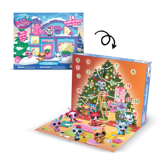 Littlest Pet Shop Advent Calendar featuring pet toys and Christmas tree design