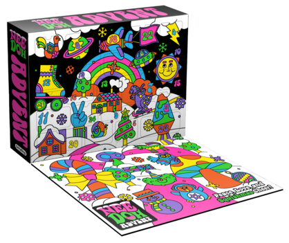 Colorful board game box and matching game board