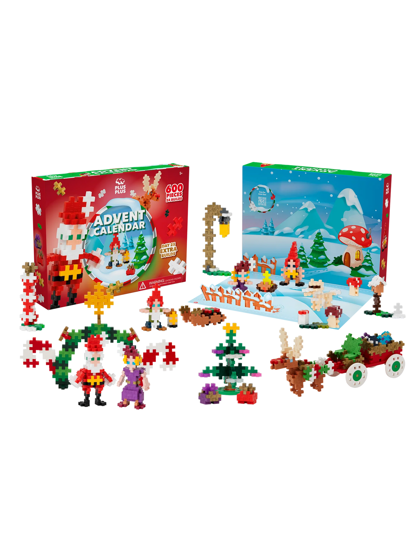 Plus-Plus Advent Calendar Santa's World – 600 pcs Christmas Building Set