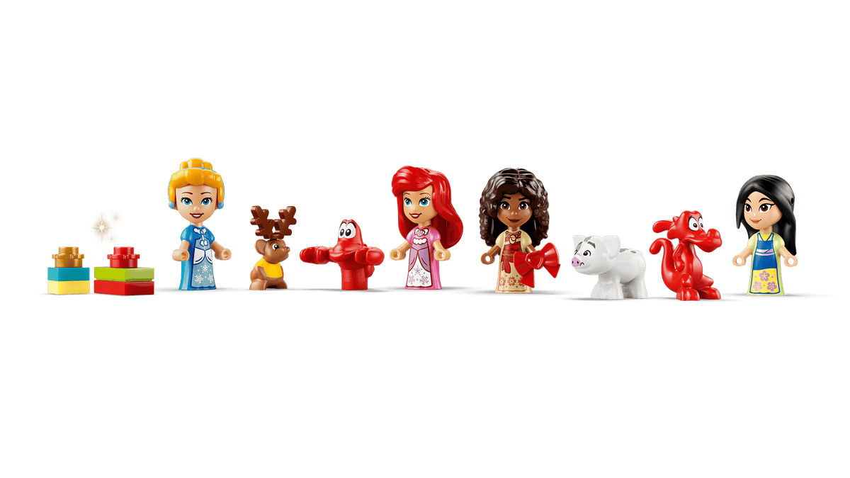 Line of colorful toy figures and animals 